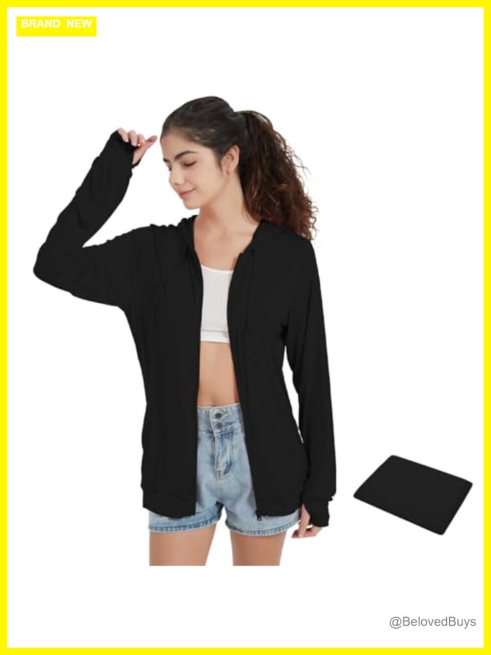 Lightweight Zip Up Hoodie Thin Summer Jacket Thumb Hole